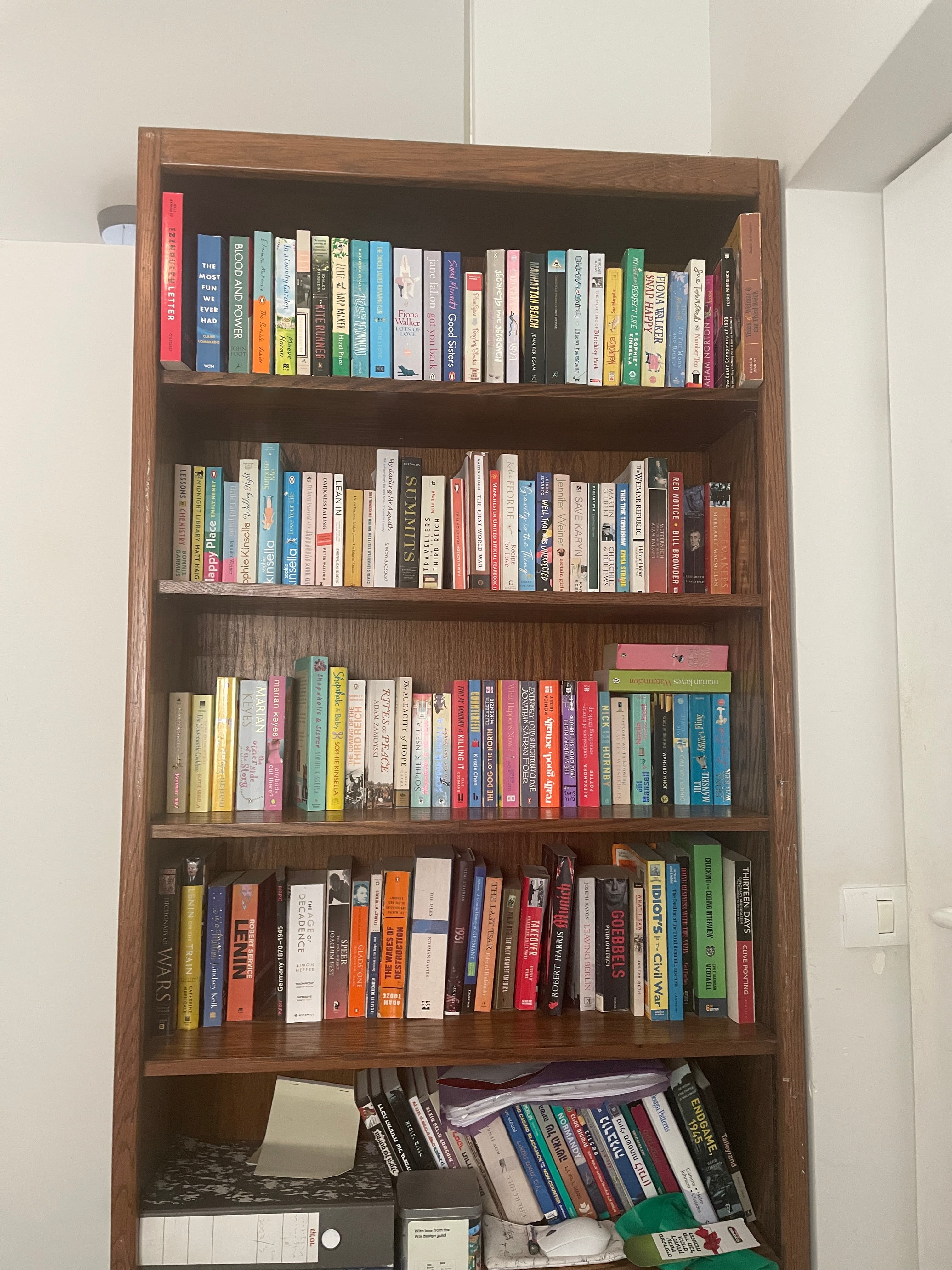 Physical bookcase before Velato creates a digital catalog